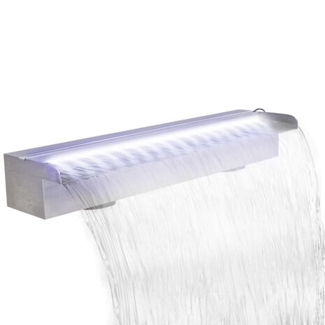 Zwembadwaterval met LED&apos;s rechthoekig 60 cm roestvrij staal 3