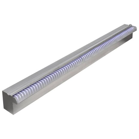 Zwembadwaterval met LED&apos;s rechthoekig 90 cm roestvrij staal 2