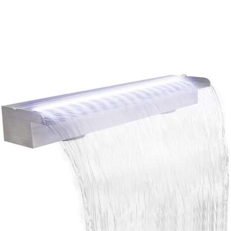 Zwembadwaterval met LED&apos;s rechthoekig 90 cm roestvrij staal 3