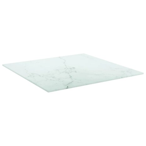 Tafelblad 50x50 cm 6 mm gehard glas met marmeren design wit 2