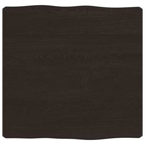Tafelblad natuurlijke rand 40x40x(2-6)cm eikenhout donkerbruin 2