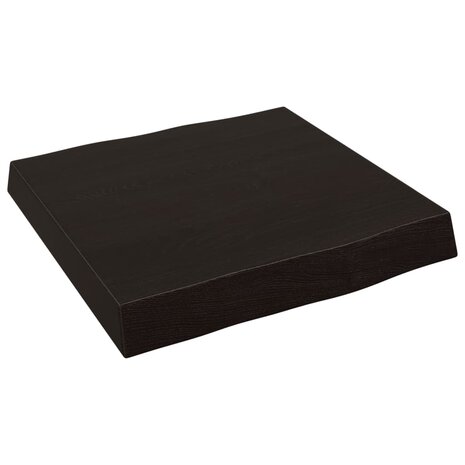 Tafelblad natuurlijke rand 40x40x(2-6)cm eikenhout donkerbruin 3