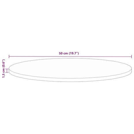 Tafelblad rond Ø 50x1,5 cm massief gerecycled hout 9