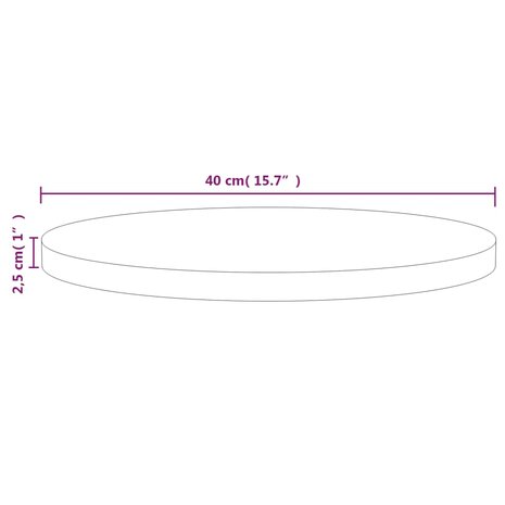 Tafelblad Ø40x2,5 cm massief grenenhout wit 6
