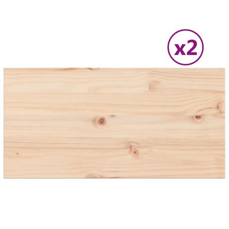 Tafelbladen 2 st rechthoekig 80x40x1,7 cm massief grenenhout 2