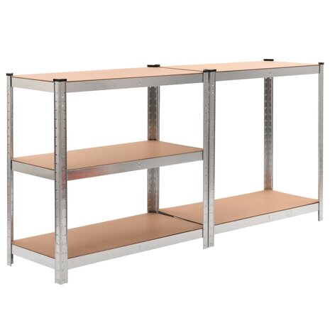 Opbergrek 5-laags staal en bewerkt hout zilverkleurig 2