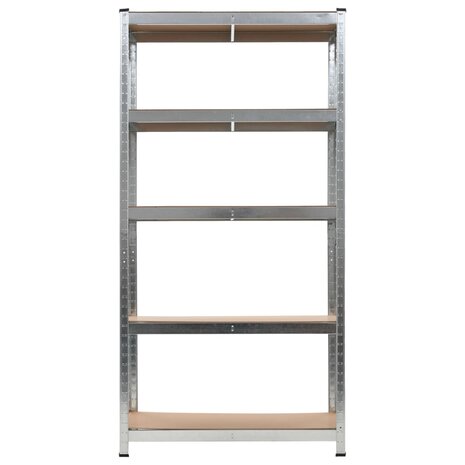 Opbergrek 5-laags staal en bewerkt hout zilverkleurig 3