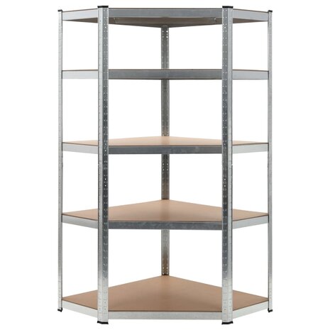 Hoekrek 5-laags staal en bewerkt hout zilverkleurig 1