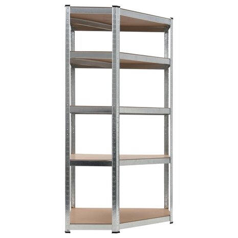 Hoekrek 5-laags staal en bewerkt hout zilverkleurig 2