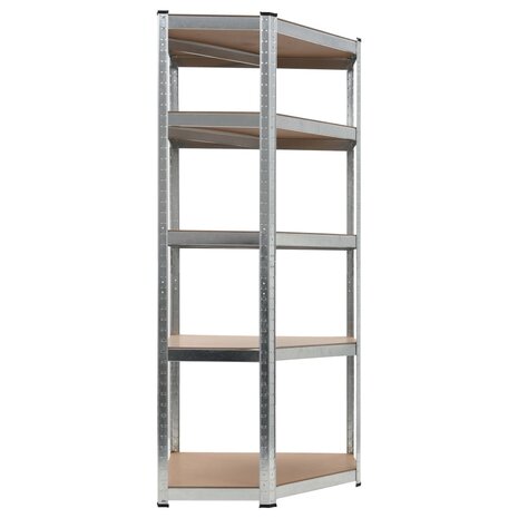Hoekrek 5-laags staal en bewerkt hout zilverkleurig 2