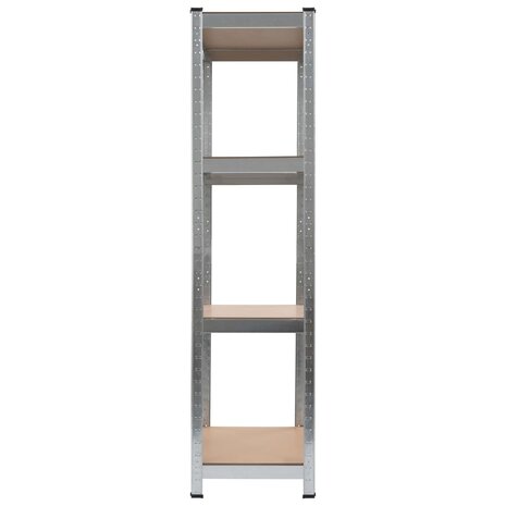 Opbergrek 4-laags 2 st staal & bewerkt hout zilverkleurig 4