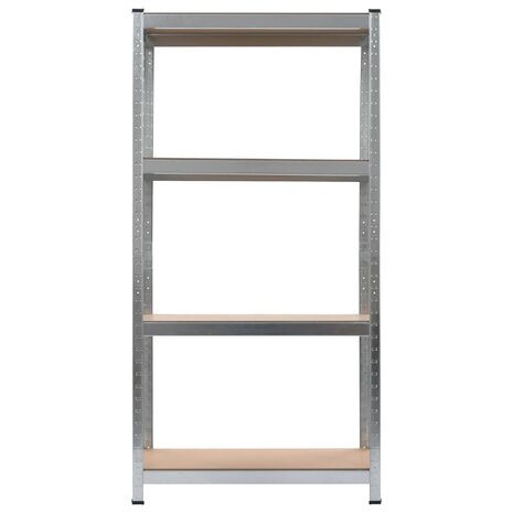 Opbergrek 4-laags 2 st staal & bewerkt hout zilverkleurig 5