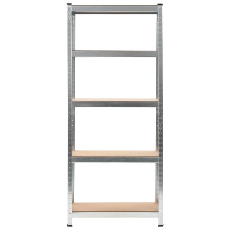 Opbergrek 5-laags staal en bewerkt hout zilverkleurig 2