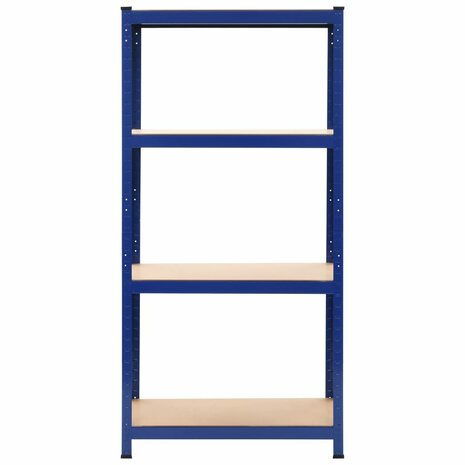 Opbergrek 4-laags staal en bewerkt hout blauw 2