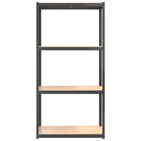 Opbergrek 4-laags staal en bewerkt hout antracietkleurig 4