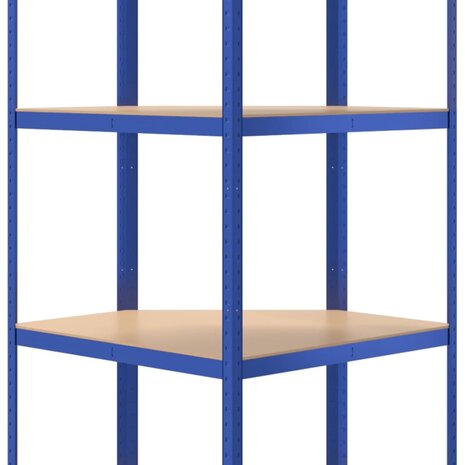 Hoekrek 4-laags staal en bewerkt hout blauw 7