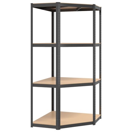 Opbergrek 4-laags staal en bewerkt hout antracietkleurig 2