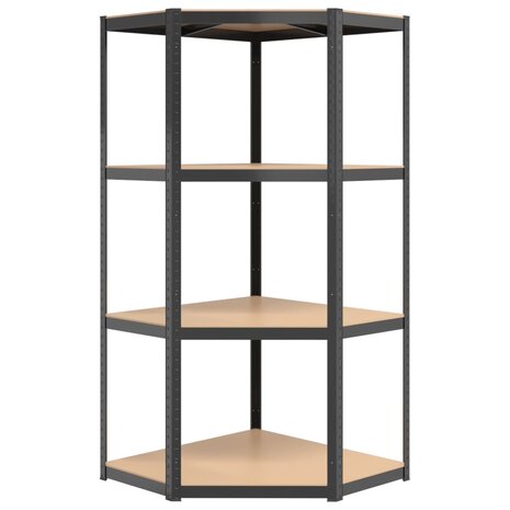 Opbergrek 4-laags staal en bewerkt hout antracietkleurig 4