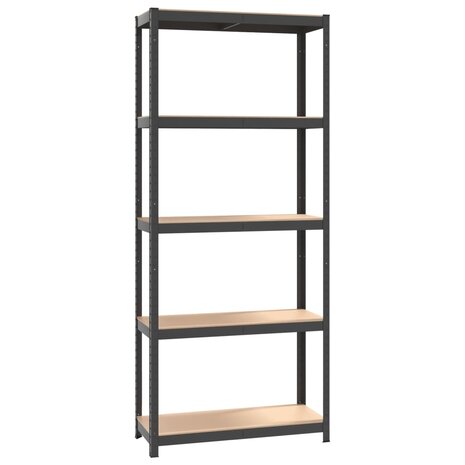 Opbergrek 5-laags staal & bewerkt hout antracietkleurig 2