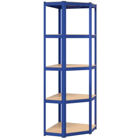 Hoekrek 5-laags staal en bewerkt hout blauw 2