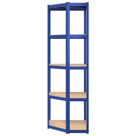Hoekrek 5-laags staal en bewerkt hout blauw 5