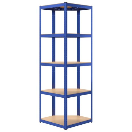 Hoekrek 5-laags staal en bewerkt hout blauw 6