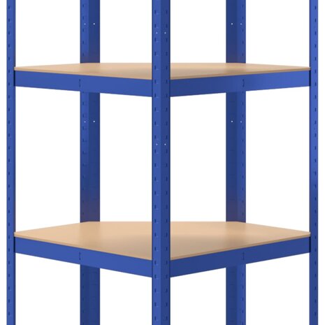 Hoekrek 5-laags staal en bewerkt hout blauw 8