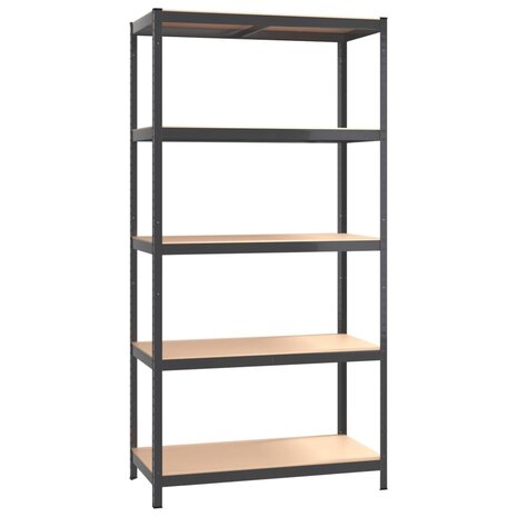 Opbergrek 5-laags staal & bewerkt hout antracietkleurig 2