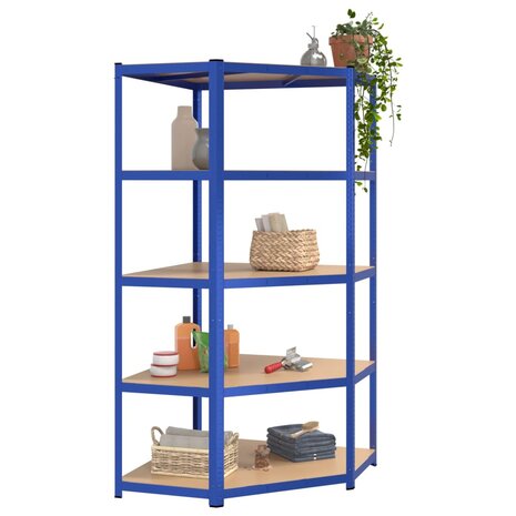 Hoekrek 5-laags staal & bewerkt hout antracietkleurig 3