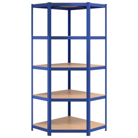 Hoekrek 5-laags staal en bewerkt hout blauw 4