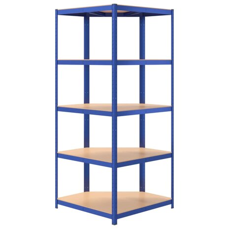 Hoekrek 5-laags staal en bewerkt hout blauw 6