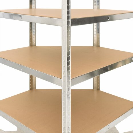 Hoekrek robuust 5-laags staal en bewerkt hout zilverkleurig 7