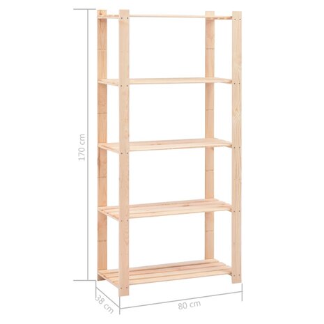 Opbergrek 5-laags 80x38x170 cm massief grenenhout 250 kg 7