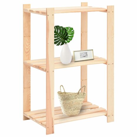 Opbergrekken 3-laags 2 st 60x38x90 cm massief grenenhout 150 kg 2