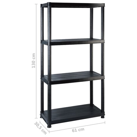 Opbergrek 4-laags 122x30,5x130 cm kunststof zwart 7
