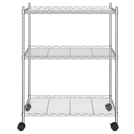Opbergrek met wielen 3-laags 150 kg 60x35x81 cm chroomkleurig 3