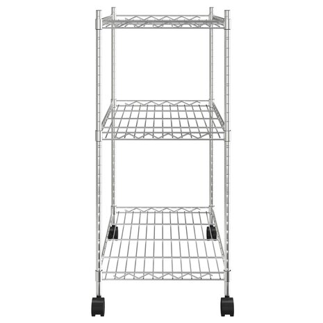 Opbergrek met wielen 3-laags 150 kg 60x35x81 cm chroomkleurig 4