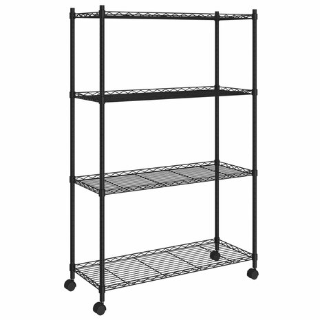 Opbergrek 4-laags met wielen 200 kg 90x35x142 cm zwart 2