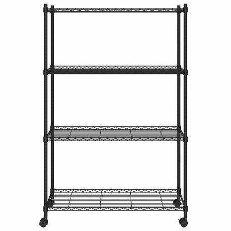 Opbergrek 4-laags met wielen 200 kg 90x35x142 cm zwart 3