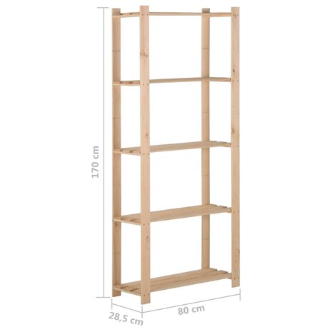 Opbergrek 5-laags 80x28,5x170 cm massief grenenhout 6