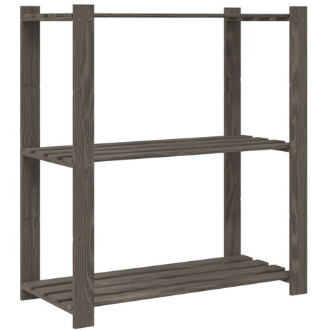 Opbergrek 3-laags 80x38x90 cm massief grenenhout grijs 5