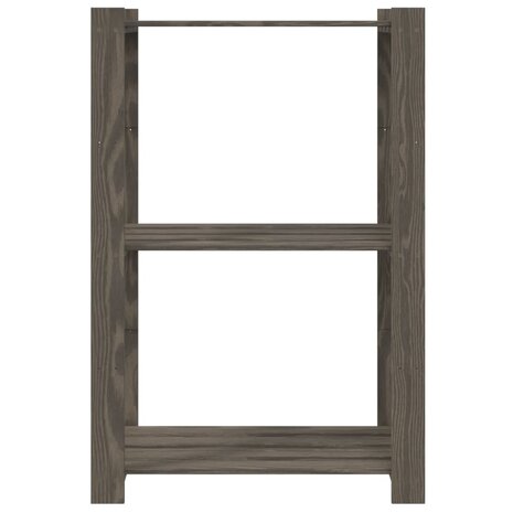 Opbergrek 3-laags 60x38x90 cm massief grenenhout grijs 3