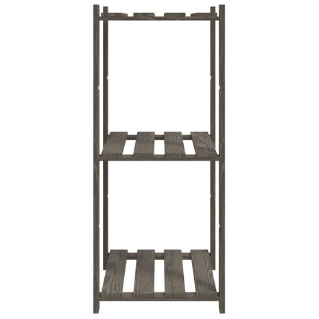 Opbergrek 3-laags 60x38x90 cm massief grenenhout grijs 4