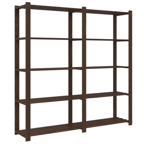 Opbergrek 5-laags 170x38x170 cm massief grenenhout bruin 5