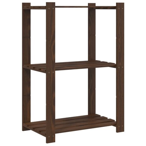Opbergrek 3-laags 60x38x90 cm massief grenenhout bruin 2