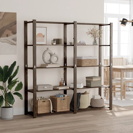 Opbergrek 5-laags 170x38x170 cm massief grenenhout zwart 1