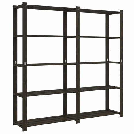 Opbergrek 5-laags 170x38x170 cm massief grenenhout zwart 2