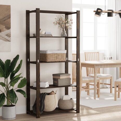 Opbergrek 5-laags 80x38x170 cm massief grenenhout zwart 1
