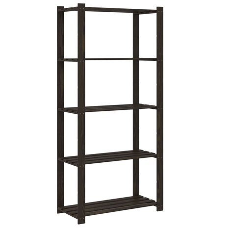 Opbergrek 5-laags 80x38x170 cm massief grenenhout zwart 5