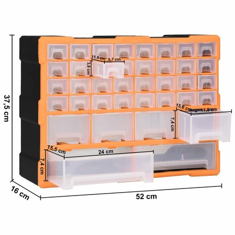 Organiser met 38 lades 52x16x37,5 cm 9